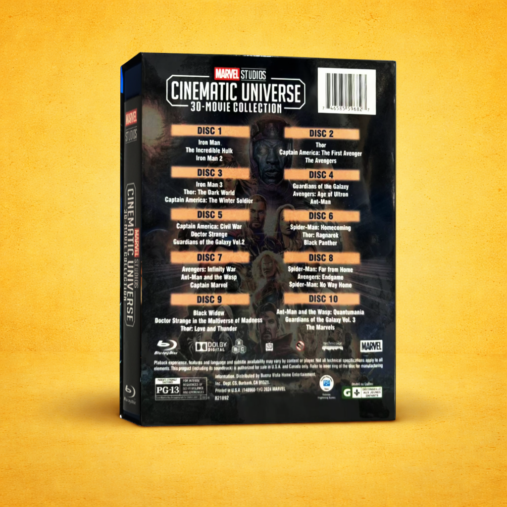 Marvel Cinematic Universe 30-Movie Collection Blu-ray Box Set, 10-Disc MCU Movie Collection
