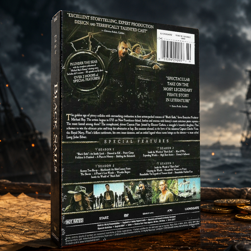 Black Sails Complete Series Seasons 1 - 4 DVD Box Set (12 Disc Collection) | Pirate Adventure Drama Collection