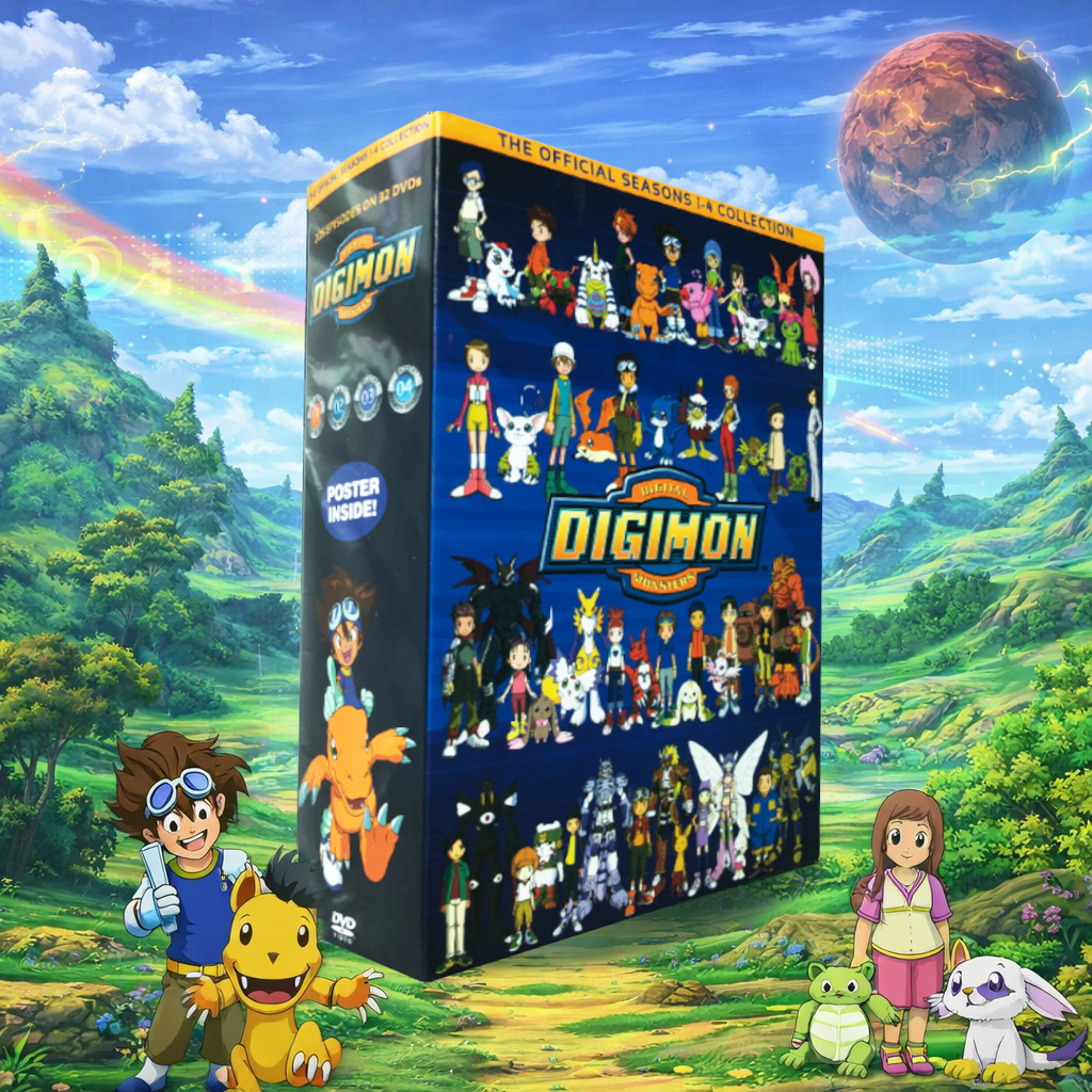 Digimon Complete Series DVD Box Set (Seasons 1–4) | 32 Disc Collection | Anime Gift | Nostalgia Cartoon Bundle