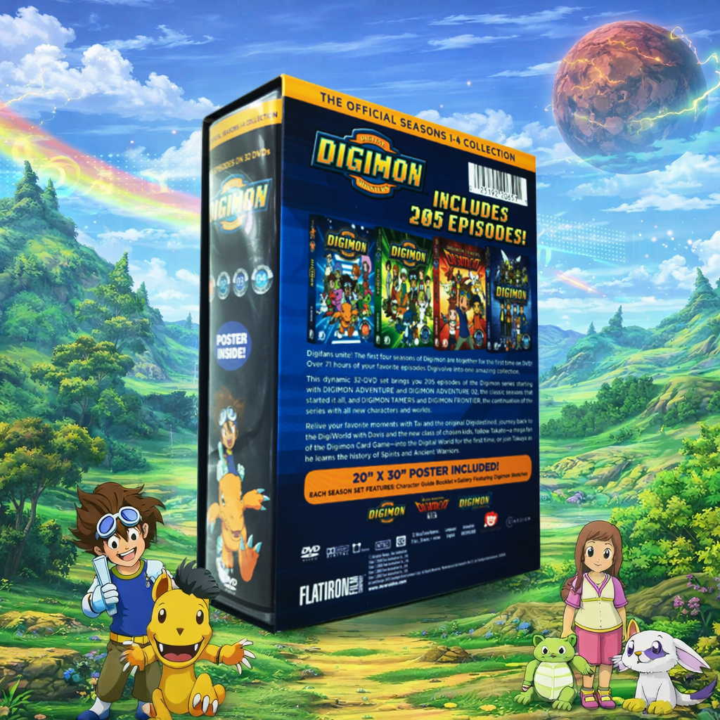 Digimon Complete Series DVD Box Set (Seasons 1–4) | 32 Disc Collection | Anime Gift | Nostalgia Cartoon Bundle