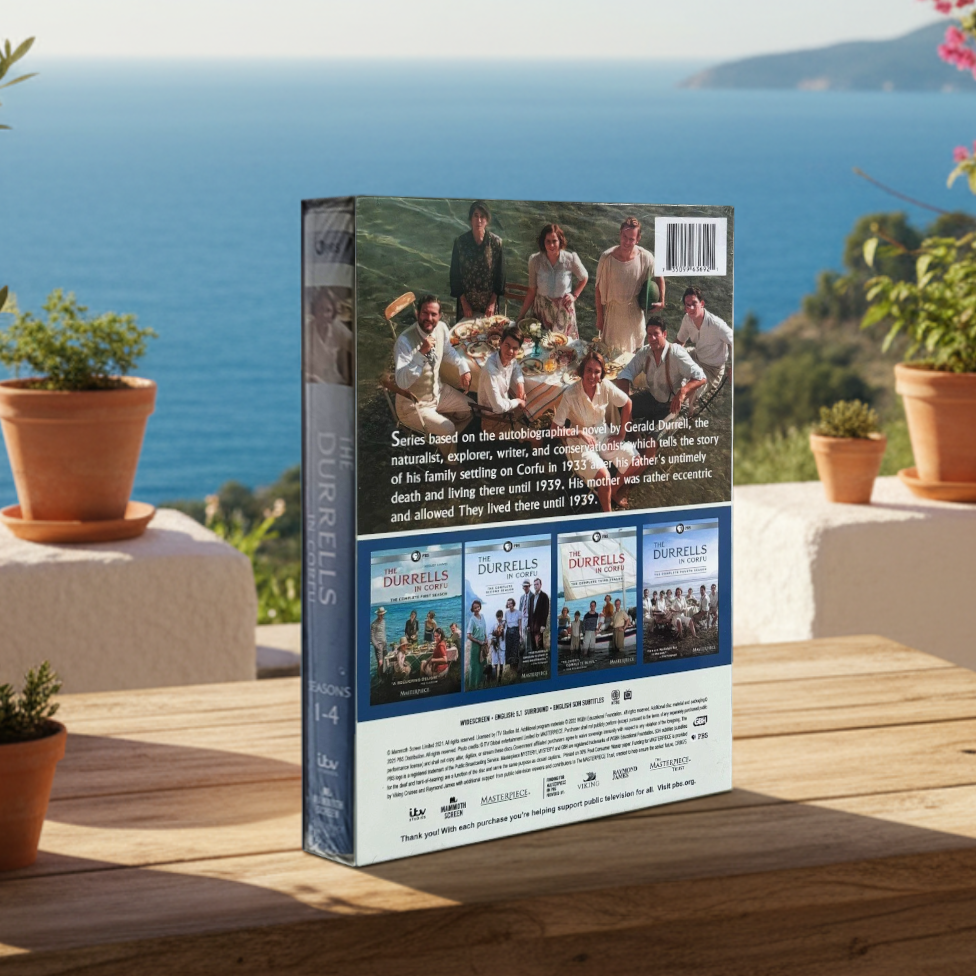 The Durrells in Corfu Complete Series DVD, Seasons 1-4 Box Set, 8 Disc British TV Drama, Period Comedy, PBS Collection