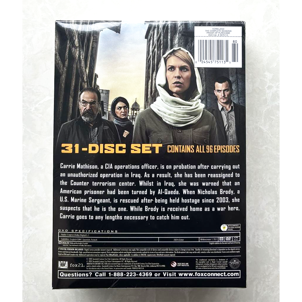 Homeland Complete Series DVD Box Set Sealed – Seasons 1-8 Collection (31 Discs) – Spy Thriller TV Show – Carrie Mathison CIA Drama