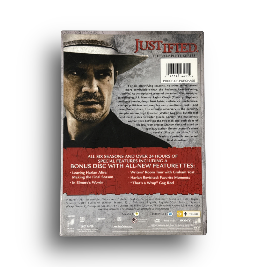 Justified Complete Series DVD Box Set | Seasons 1 - 6 | 19 Disc Collection | Timothy Olyphant | Brand New Sealed
