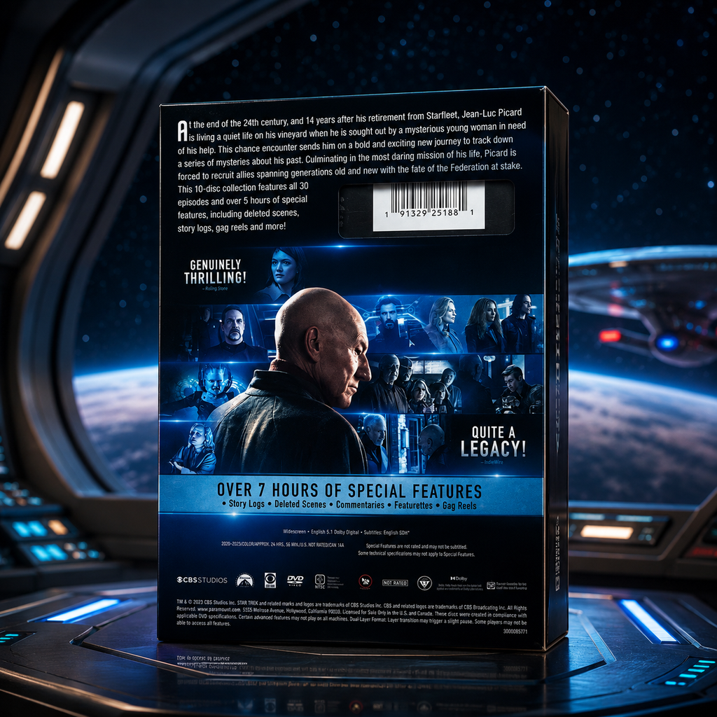 Star Trek Picard Complete Series DVD, Seasons 1-3 Box Set, 9 Disc Sci Fi TV Collection, Jean Luc Picard, Star Trek Gift