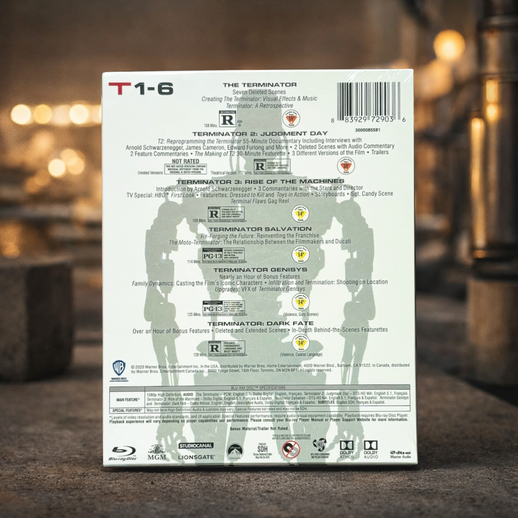 Terminator Complete Movie Collection Blu-ray (Films 1–6) | Sci-Fi Action Box Set Sealed | Arnold Schwarzenegger Movies