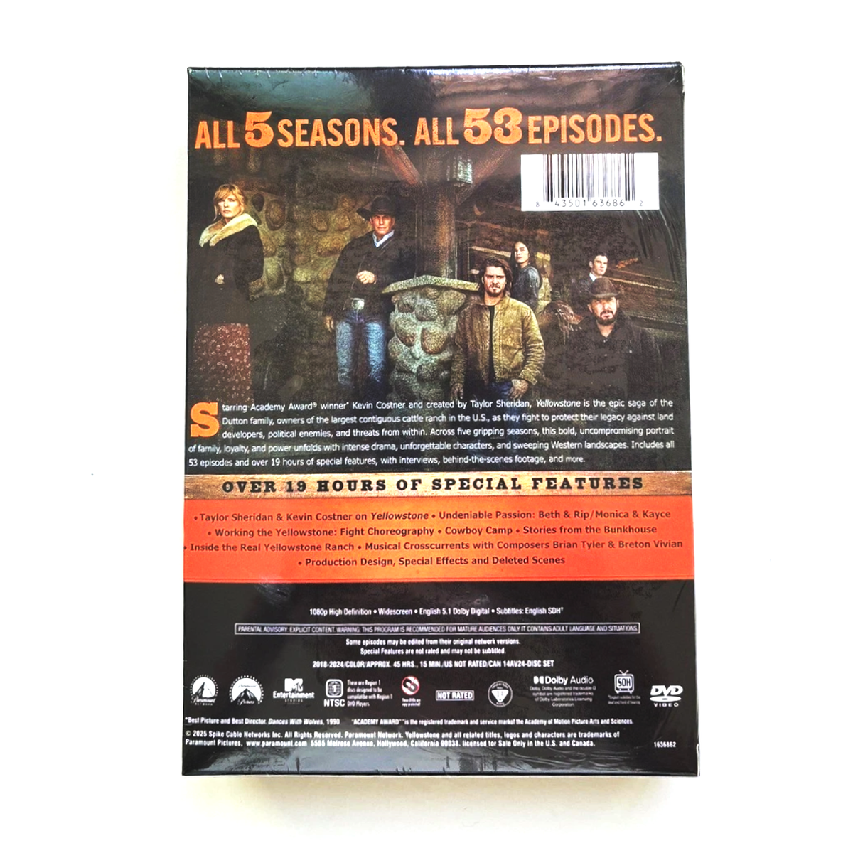 Yellowstone Complete Series Seasons 1–5 DVD Box Set - 24 Disc Collection - Western Drama TV Series